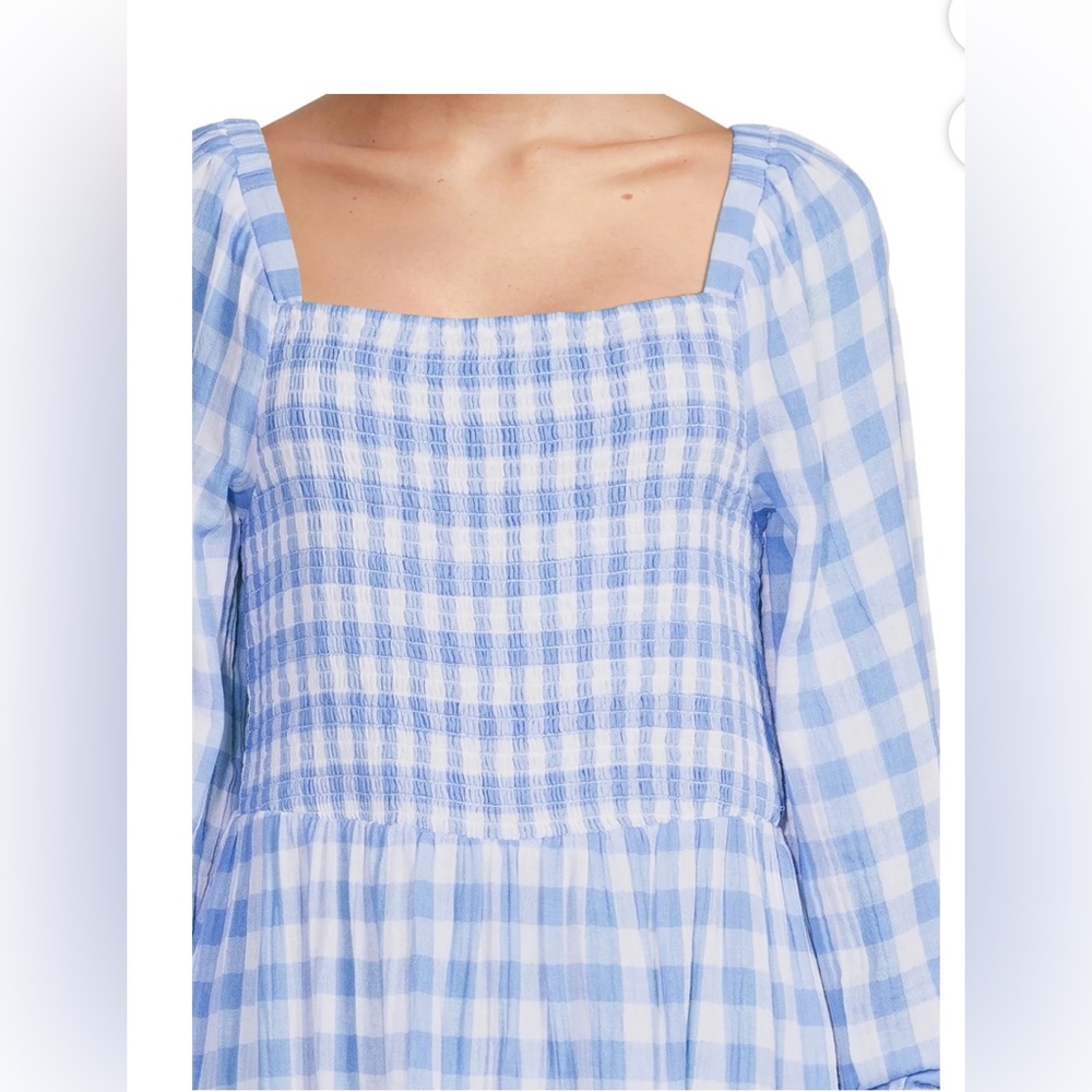 NWT BeachLunchLounge Women's Smocked Gingham Safety Blanket  Dress - Picture 6 of 6